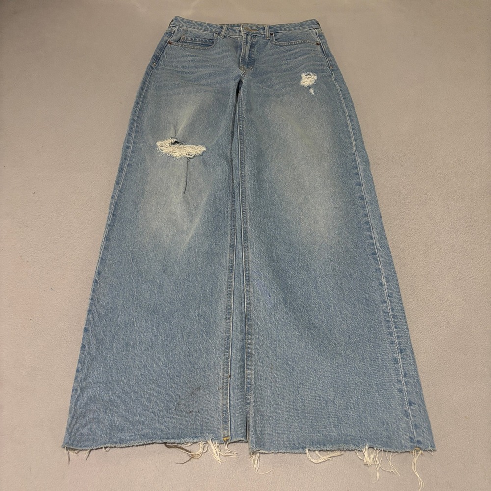 Old Navy Sky-Hi Wide Leg Extra High Rise Distressed Jeans Womens Size 4 Casual